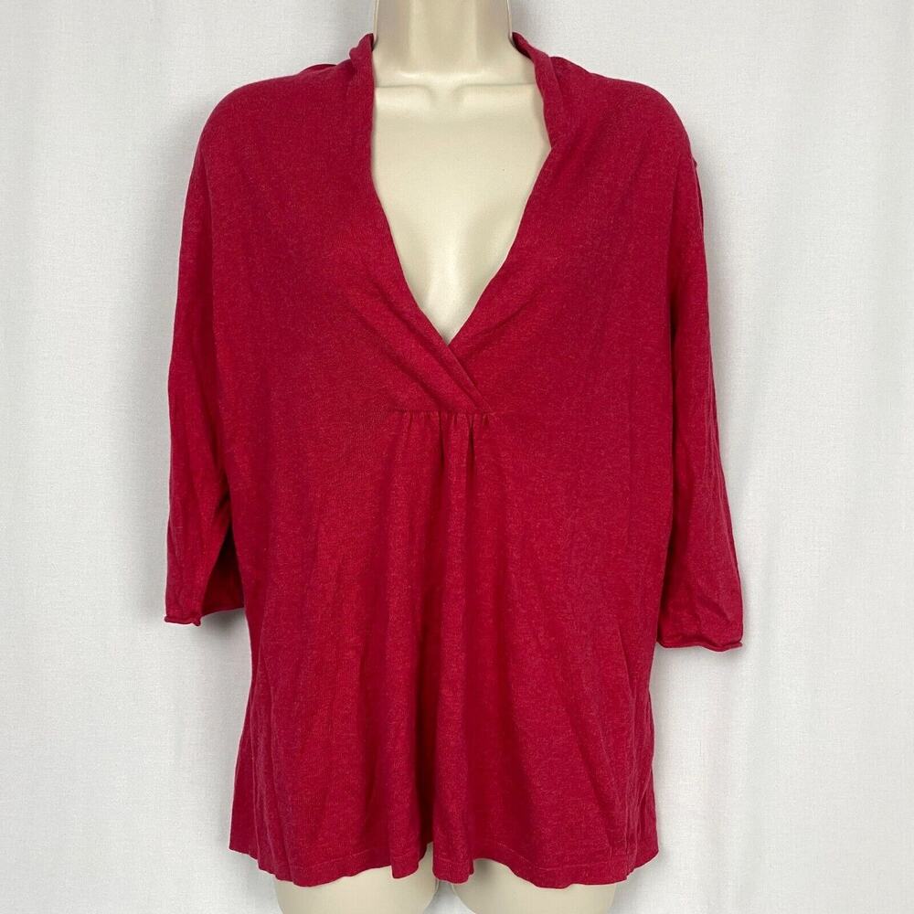 Eileen Fisher Cashmere Blend Sweater Small Womens Raspberry Pink V Neck Pullover